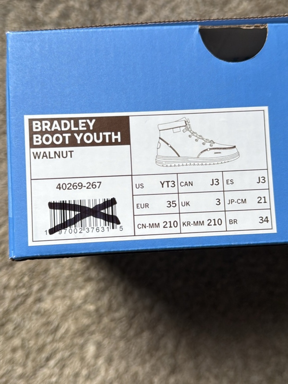 Hey Dude Kids Bradley Boot in Brown with Cream Sole - Picture 5 of 5